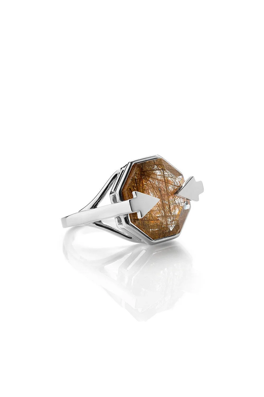 Karen Walker Jewellery Karen Walker Astrid Ring - Silver, Rutilated Quartz