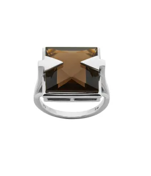 Karen Walker Jewellery Karen Walker Ballistic Ring - Silver, Smokey Quartz