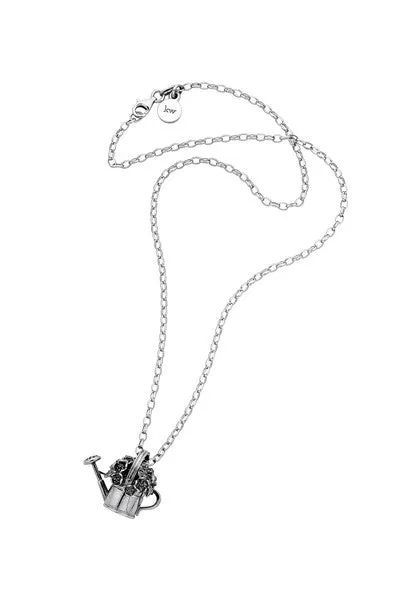 Karen Walker Jewellery Karen Walker Botanical Watering Can With Flowers Pendant - Silver