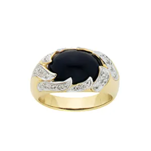 Karen Walker Jewellery Karen Walker - Cocktail Ring 9ct Yellow Gold With Onyx & White Diamond