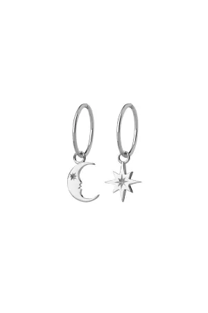 Karen Walker Jewellery Karen Walker - Crescent Moon and Star Sleepers Silver