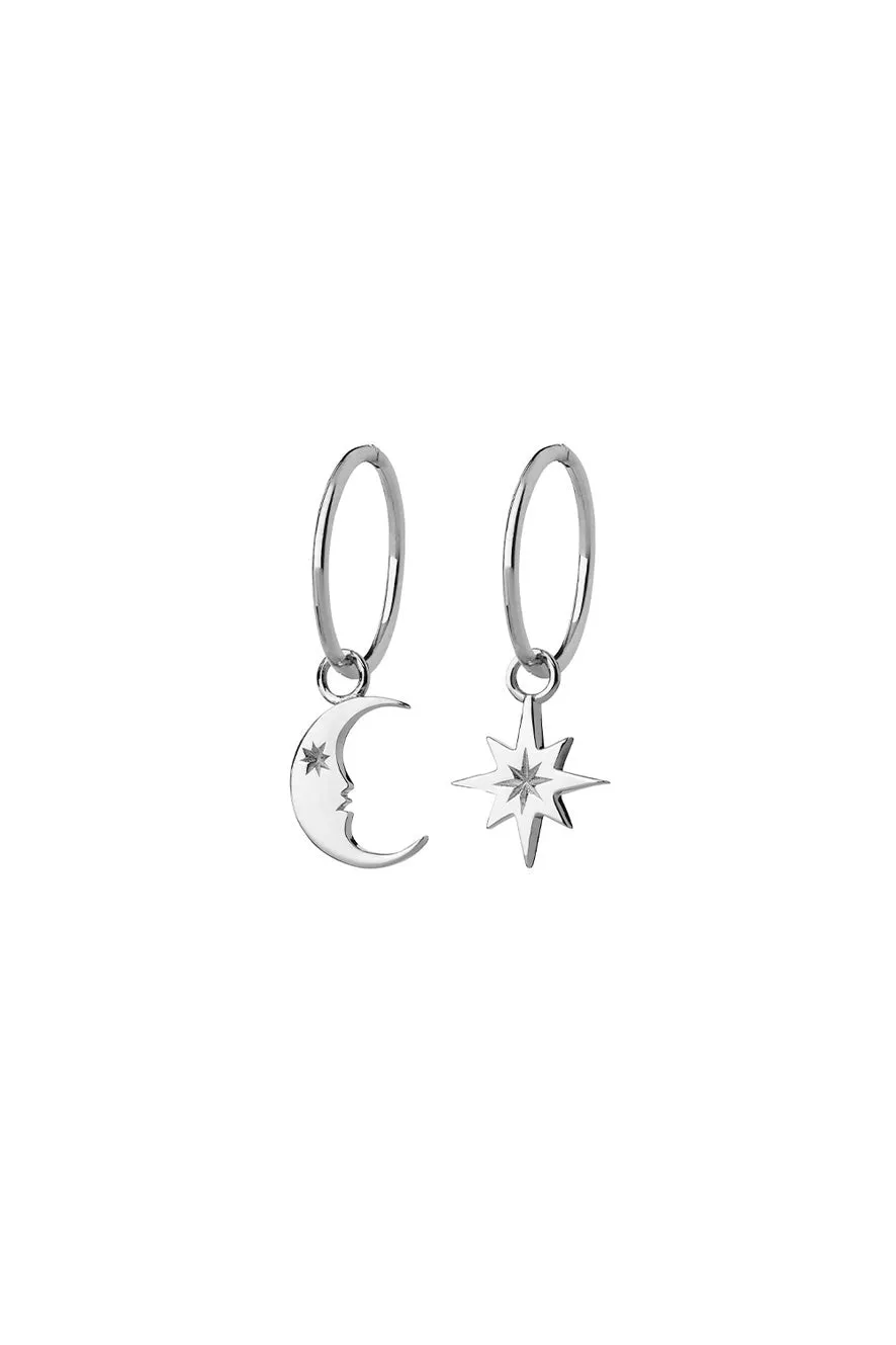 Karen Walker Jewellery Karen Walker - Crescent Moon and Star Sleepers Silver