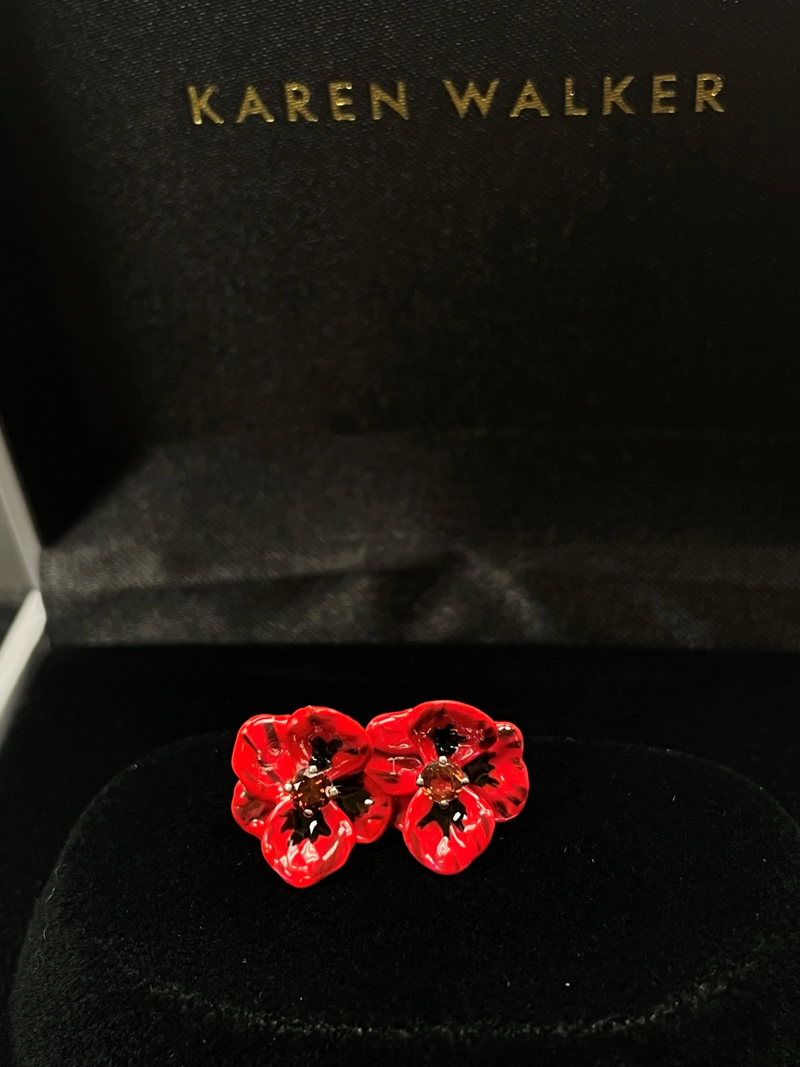 Karen Walker Jewellery Karen Walker - Enamel Flower Earring 3mm Garnet