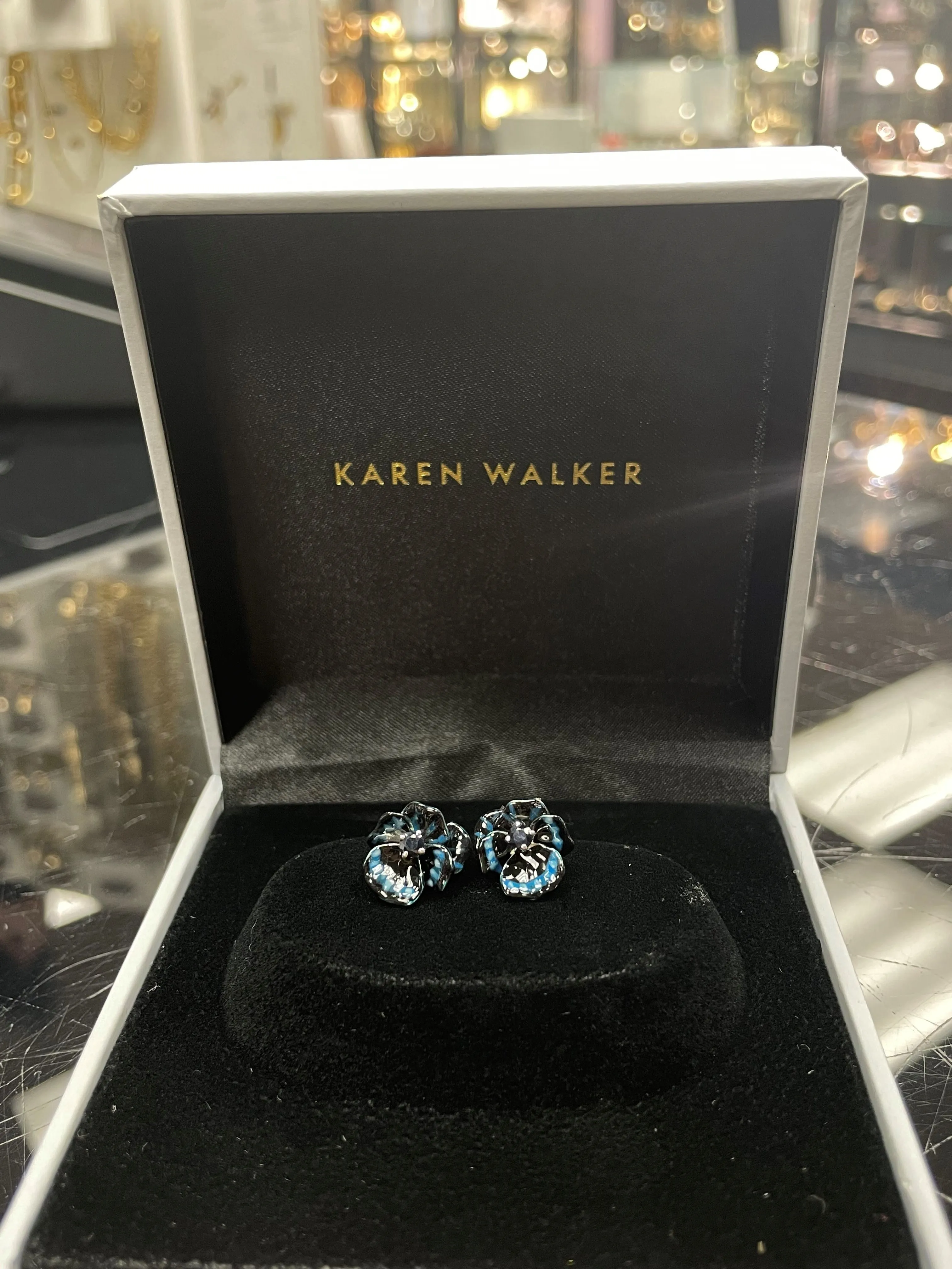 Karen Walker Jewellery Karen Walker - Enamel Flower Earring 3mm Sapphire