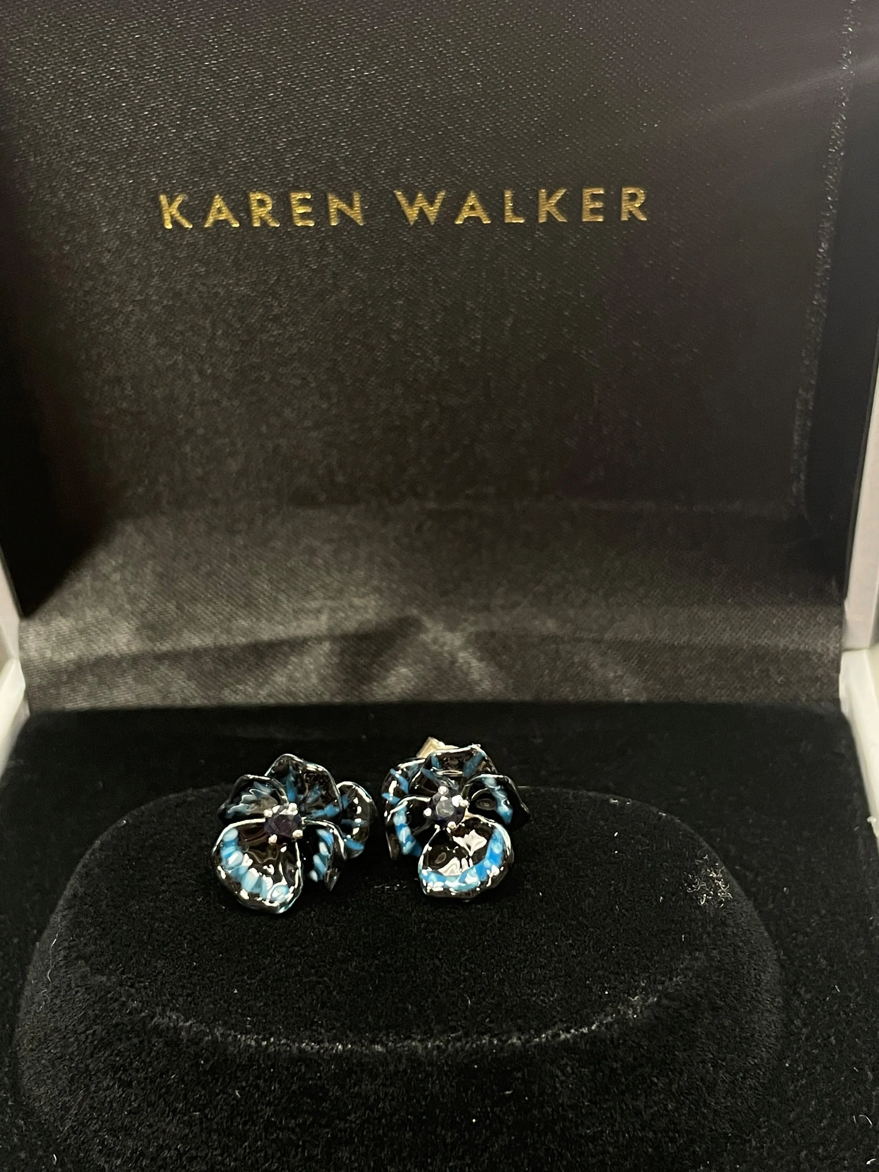 Karen Walker Jewellery Karen Walker - Enamel Flower Earring 3mm Sapphire