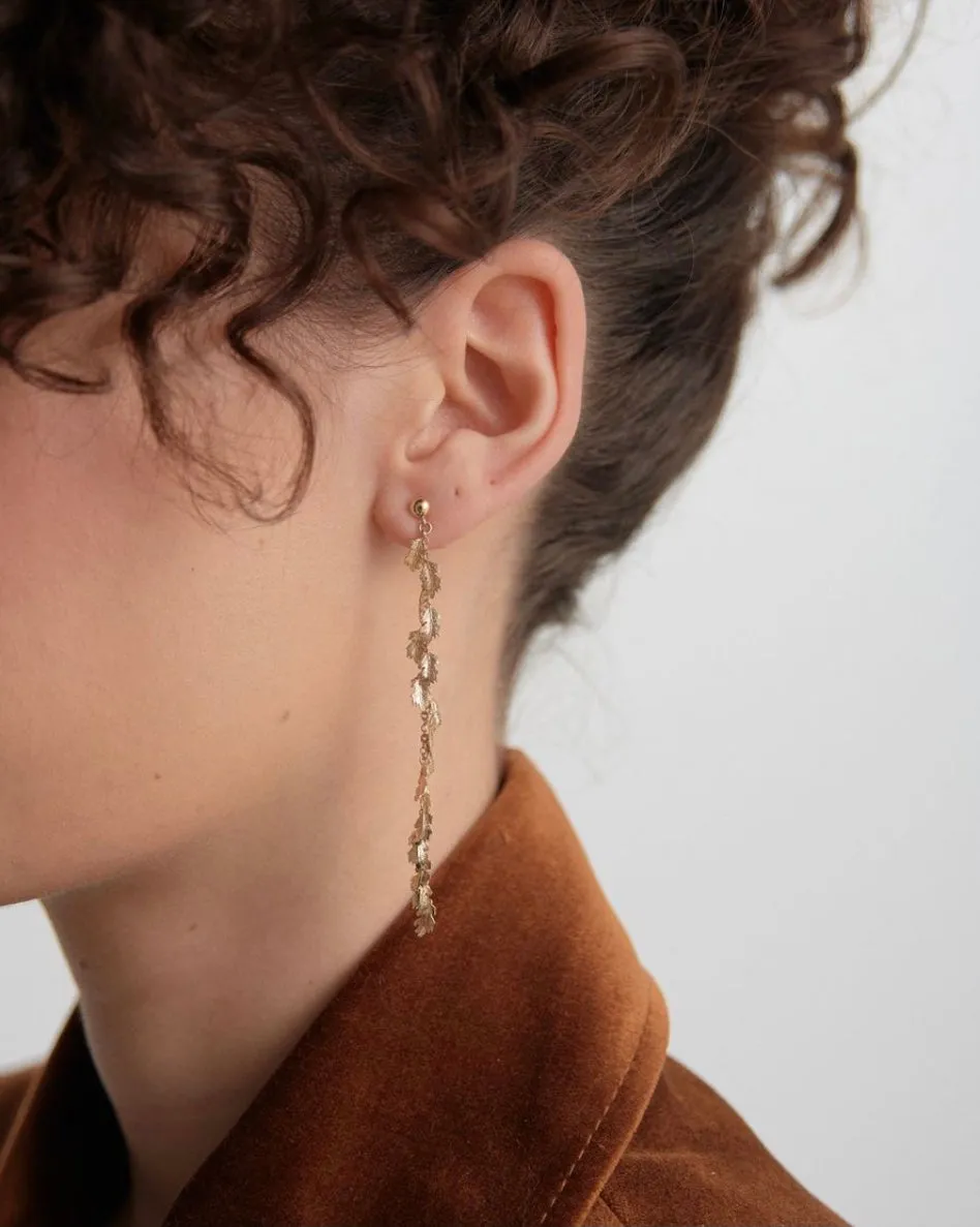 Karen Walker Jewellery Karen Walker - Leaf Drop Earrings - Gold Plated