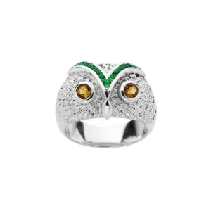 Karen Walker Jewellery Karen Walker Owl Ring - Silver, Citrine, Emerald