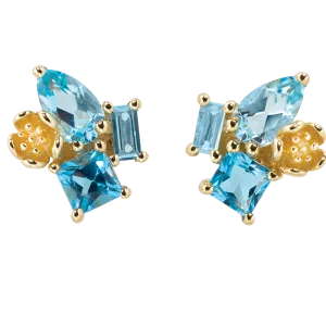 Karen Walker Jewellery Karen Walker Rock Garden Earrings - 9ct Gold, Blue Topaz