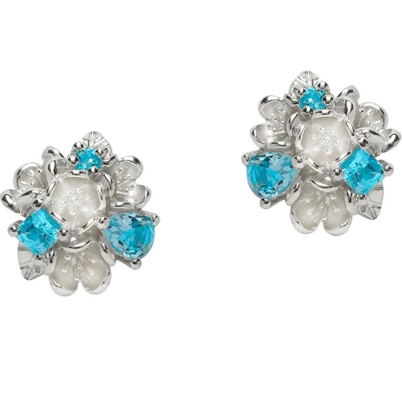 Karen Walker Jewellery Karen Walker Rock Garden Earrings - Silver, Blue Topaz