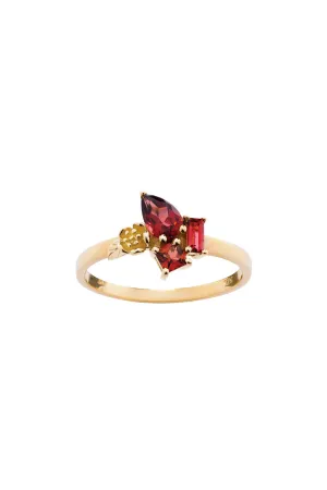 Karen Walker Jewellery Karen Walker Rock Garden Mini Ring - 9ct Gold, Garnet