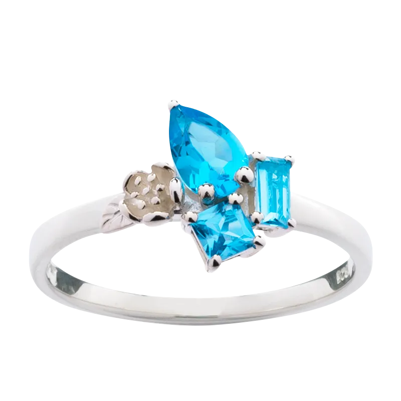 Karen Walker Jewellery Karen Walker Rock Garden Mini Ring - Silver, Blue Topaz