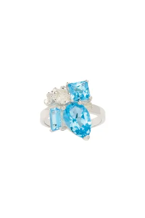 Karen Walker Jewellery Karen Walker Rock Garden Ring - Silver, Blue Topaz