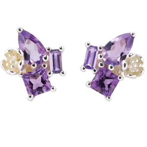 Karen Walker Jewellery Karen Walker Rock Garden Studs - Silver, Amethyst