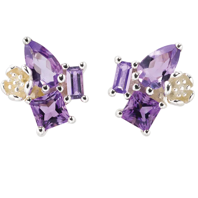 Karen Walker Jewellery Karen Walker Rock Garden Studs - Silver, Amethyst