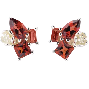 Karen Walker Jewellery Karen Walker Rock Garden Studs - Silver, Garnet