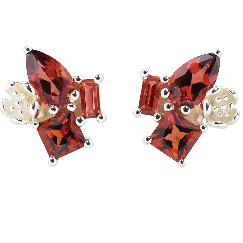 Karen Walker Jewellery Karen Walker Rock Garden Studs - Silver, Garnet