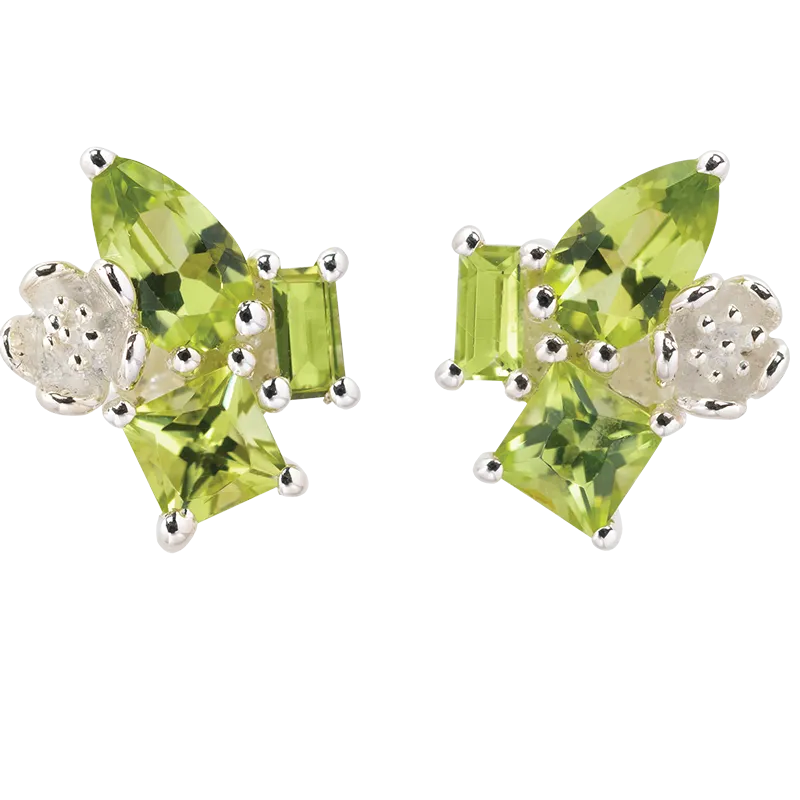 Karen Walker Jewellery Karen Walker Rock Garden Studs - Silver, Peridot