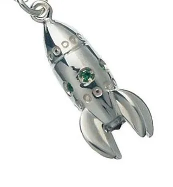 Karen Walker Jewellery Karen Walker Rocket Ship Charm - Silver, Garnet, Emerald