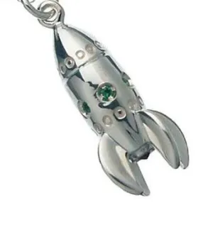 Karen Walker Jewellery Karen Walker Rocket Ship Charm - Silver, Garnet, Emerald