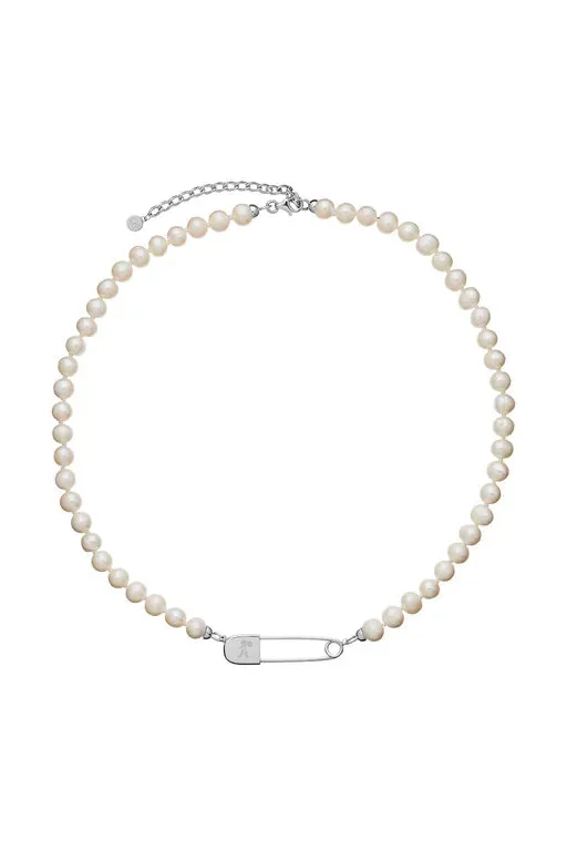 Karen Walker Jewellery Karen Walker - Runaway Safety Pin & Pearl Strand Necklace Sterling Silver