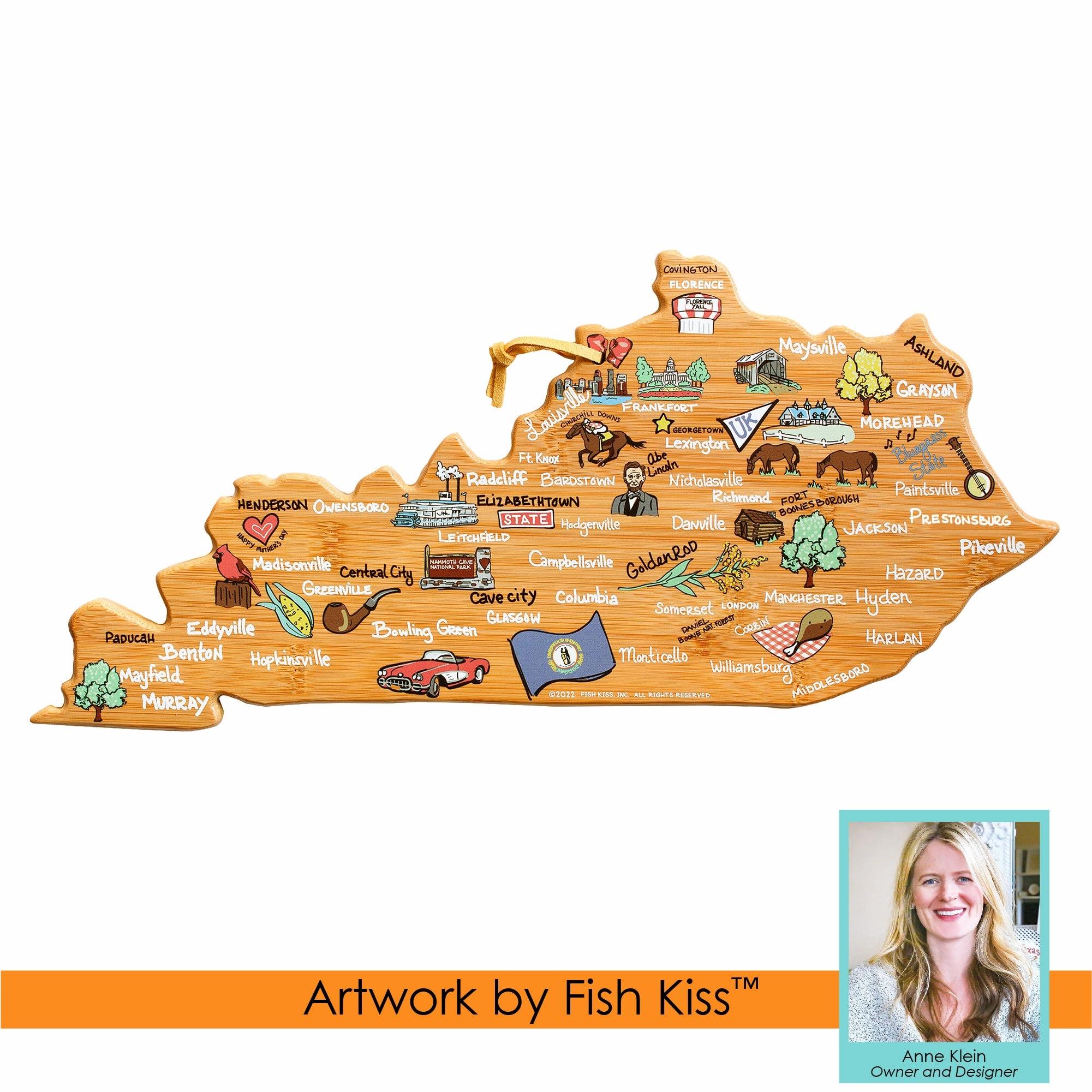 Kentucky Cutting Board with Artwork by Fish Kiss