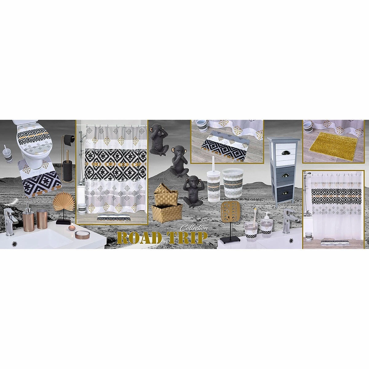 Kenya Clear Toothbrush Holder Stand for Bathroom Vanity Countertop - White, Black, Grey, Gold - 3" L x 3" W x 4.8" H