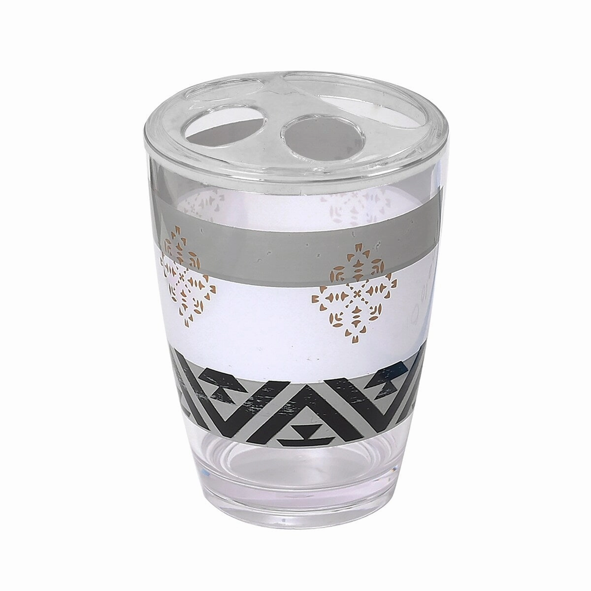 Kenya Clear Toothbrush Holder Stand for Bathroom Vanity Countertop - White, Black, Grey, Gold - 3" L x 3" W x 4.8" H toothbrush holder,bathroom cup,bathroom organizer