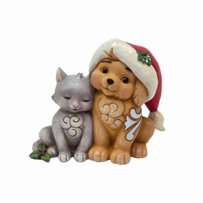 Kitten with Puppy in Santa Hat figurines,decorative figurines,home accents