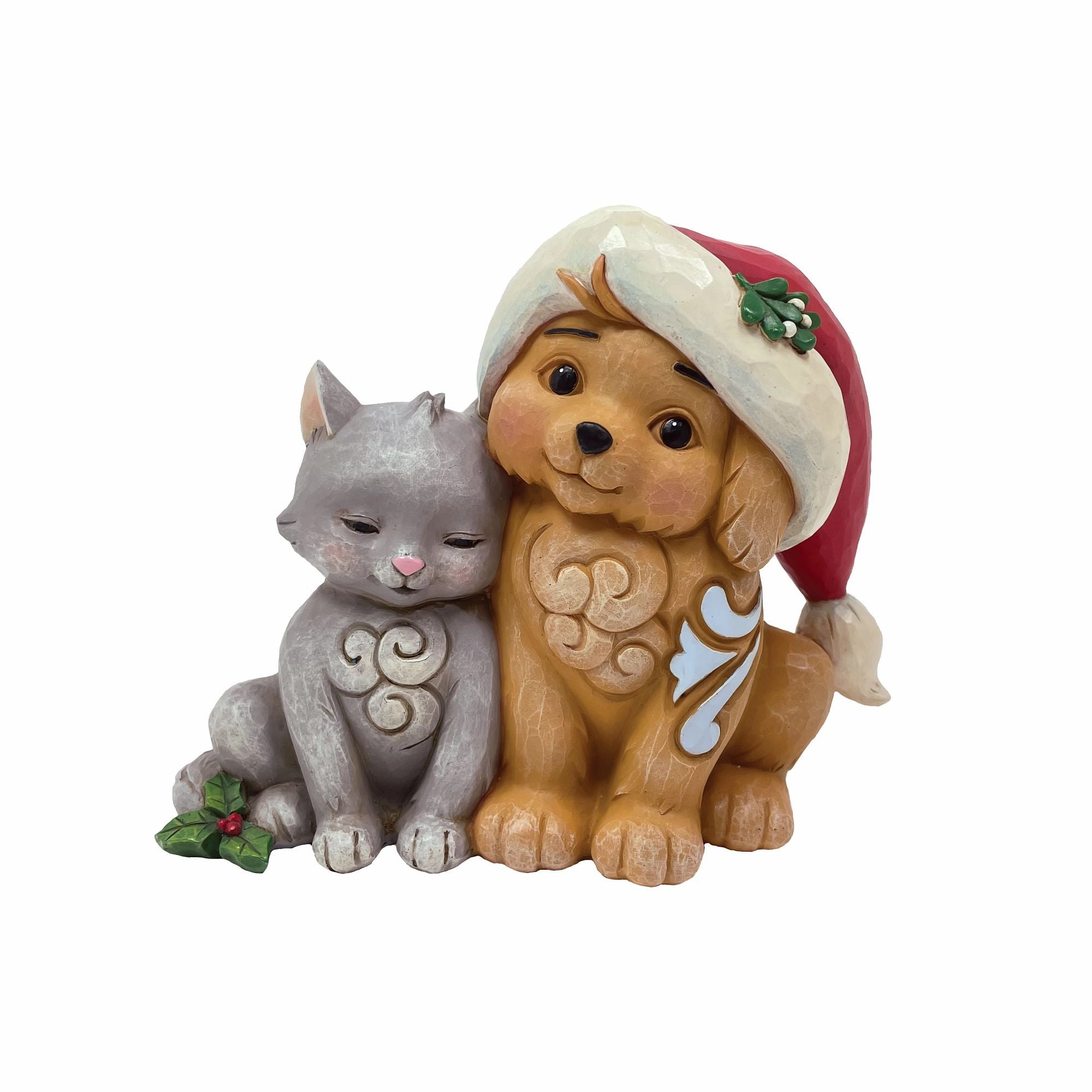Kitten with Puppy in Santa Hat figurines,decorative figurines,home accents