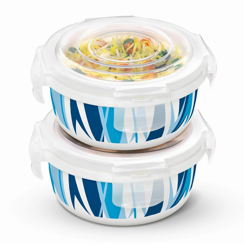 Larah By Borosil Geo Blue Klip N Store Storage Container