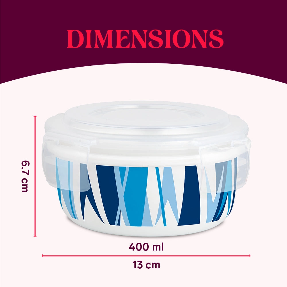 Larah By Borosil Geo Blue Klip N Store Storage Container