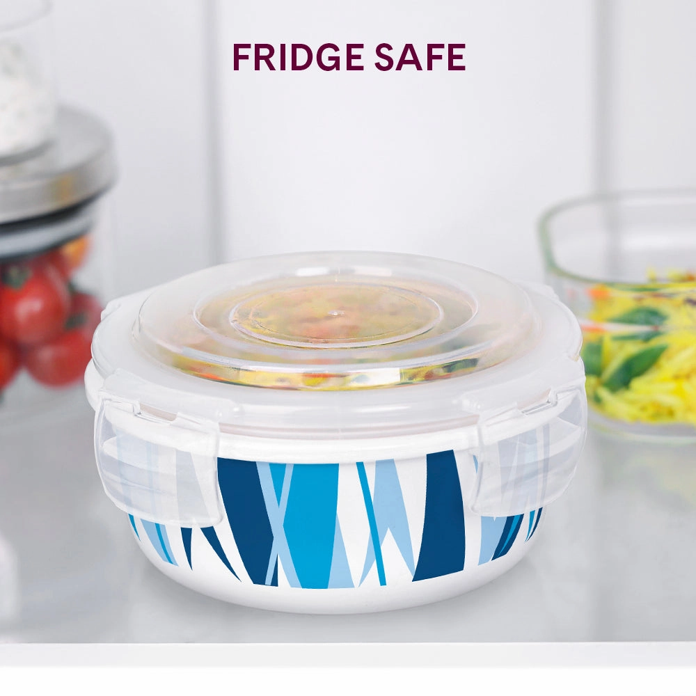 Larah By Borosil Geo Blue Klip N Store Storage Container