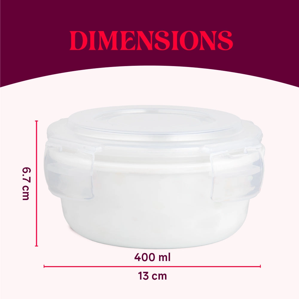 Larah By Borosil White Klip N Store Storage Container