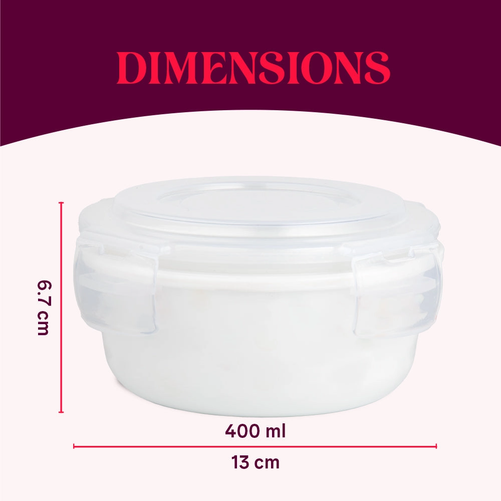 Larah By Borosil White Klip N Store Storage Container