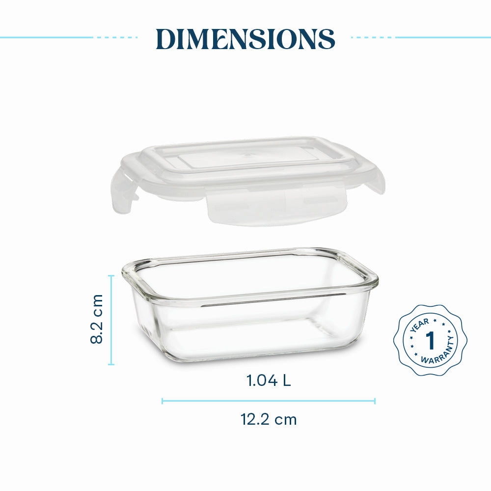 Larah Everyday Klip n Store Rectangular Glass Container