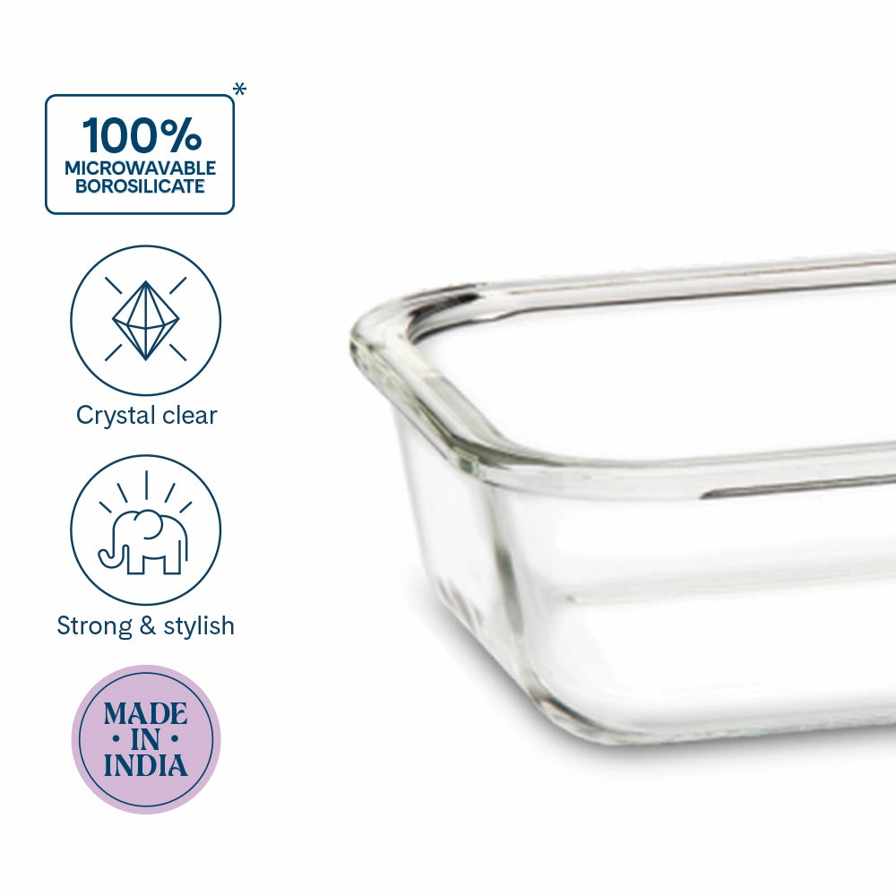 Larah Everyday Klip n Store Rectangular Glass Container