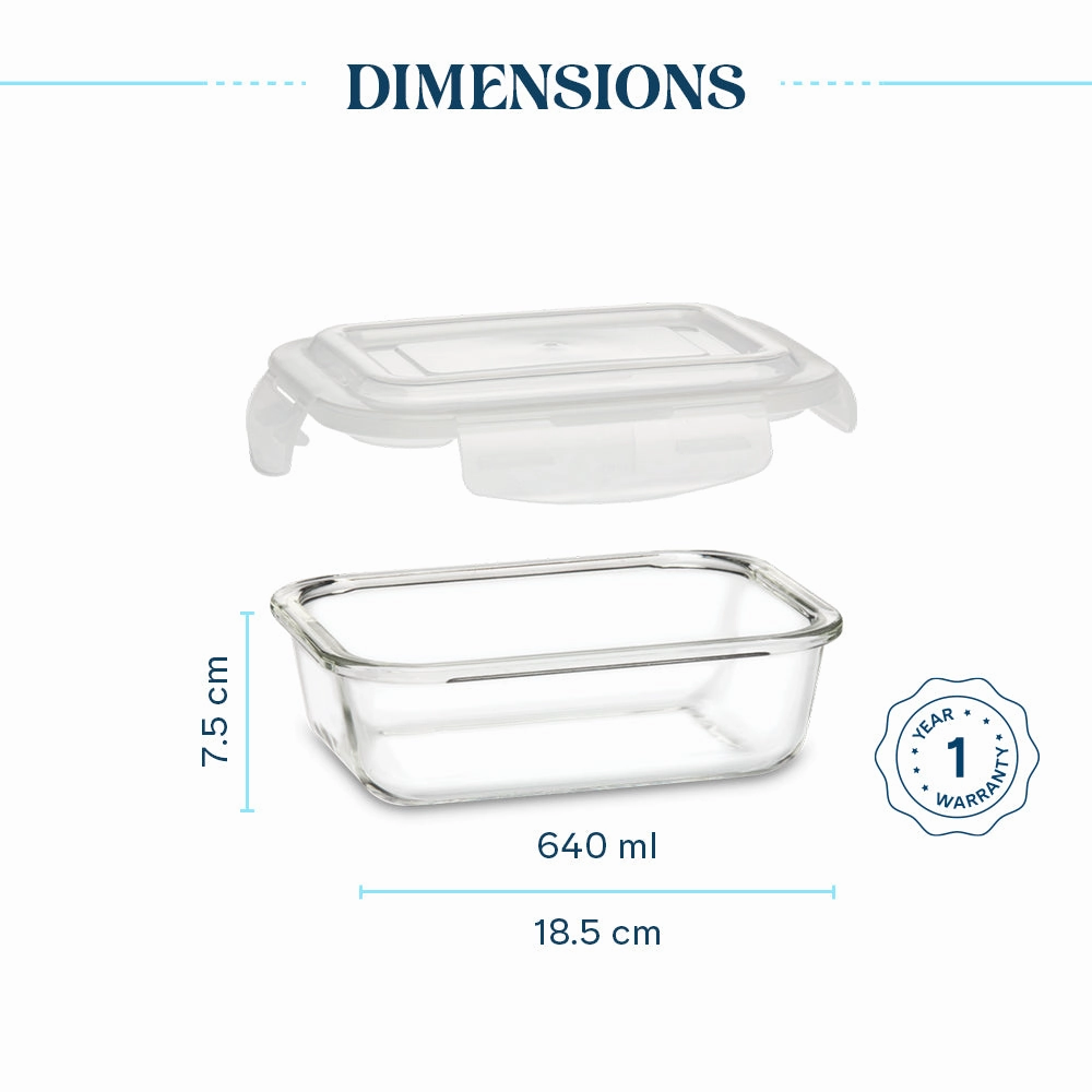 Larah Everyday Klip n Store Rectangular Glass Container
