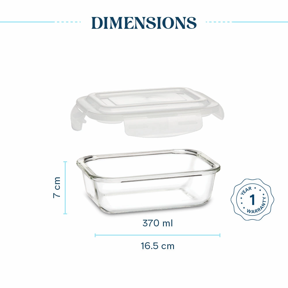 Larah Everyday Klip n Store Rectangular Glass Container