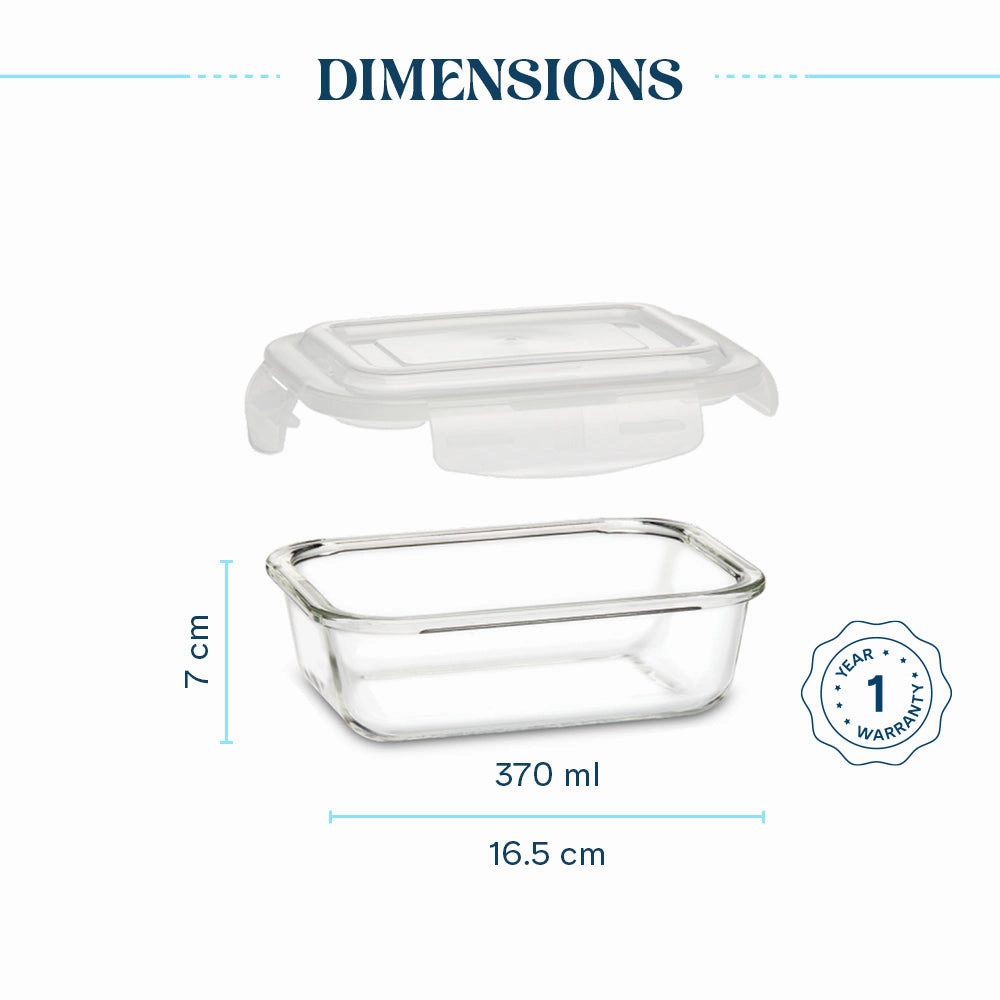 Larah Everyday Klip n Store Rectangular Glass Container