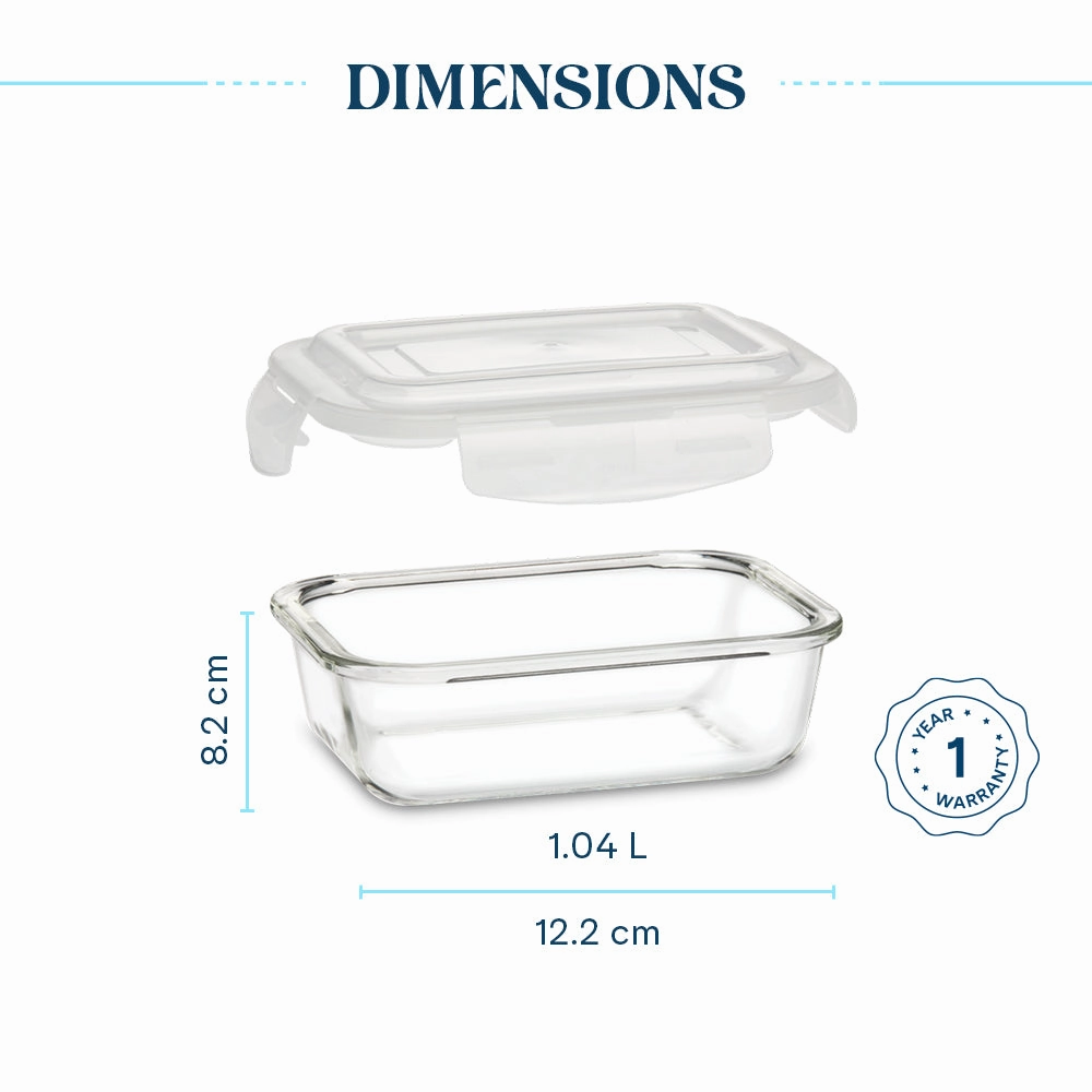 Larah Everyday Klip n Store Rectangular Glass Container
