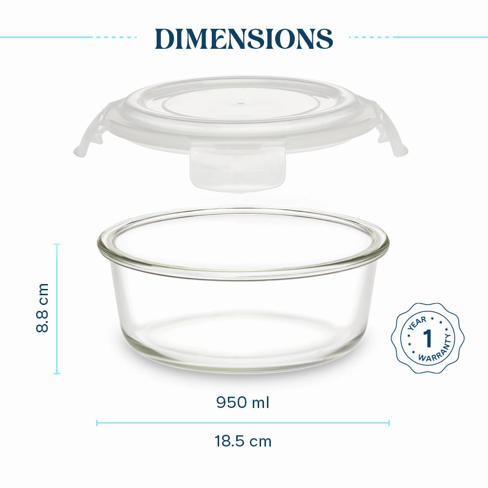 Larah Everyday Klip n Store Round Glass Containers