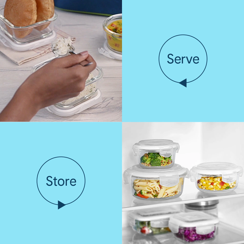 Larah Everyday Klip n Store Round Glass Containers