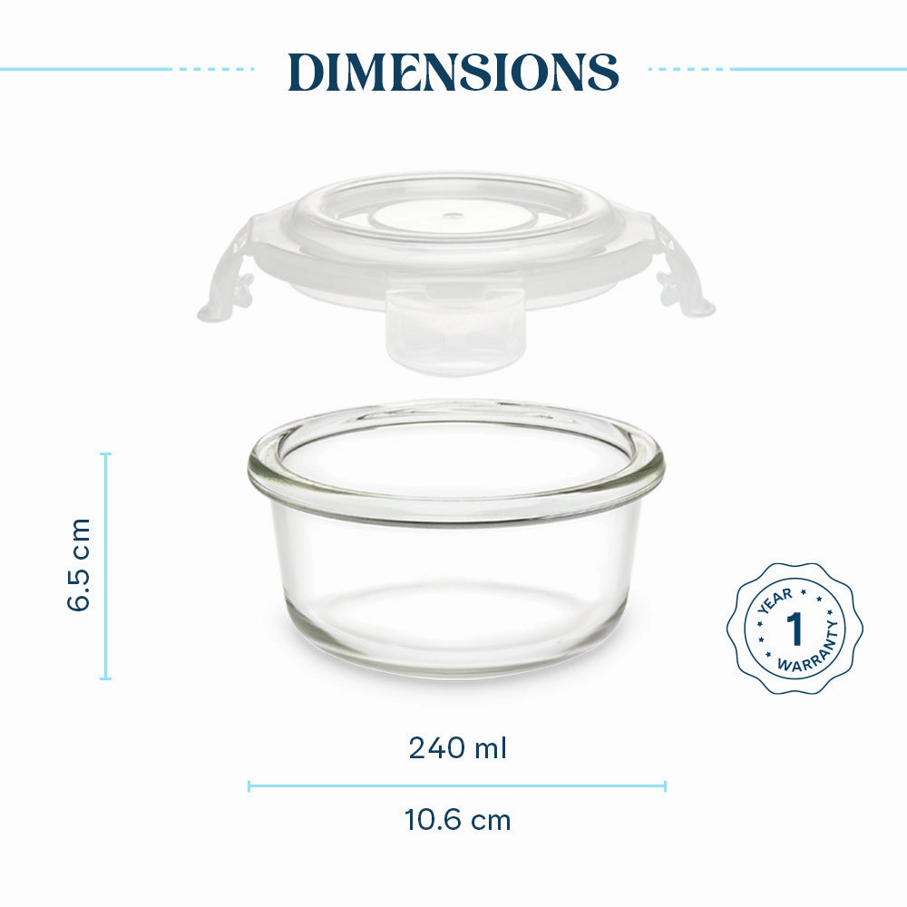 Larah Everyday Klip n Store Round Glass Containers
