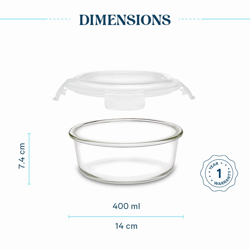 Larah Everyday Klip n Store Round Glass Containers