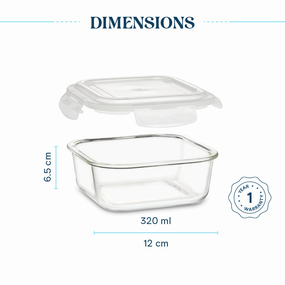 Larah Everyday Klip n Store Square Glass Container