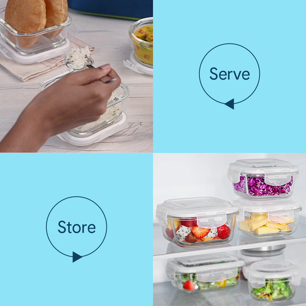 Larah Everyday Klip n Store Square Glass Container