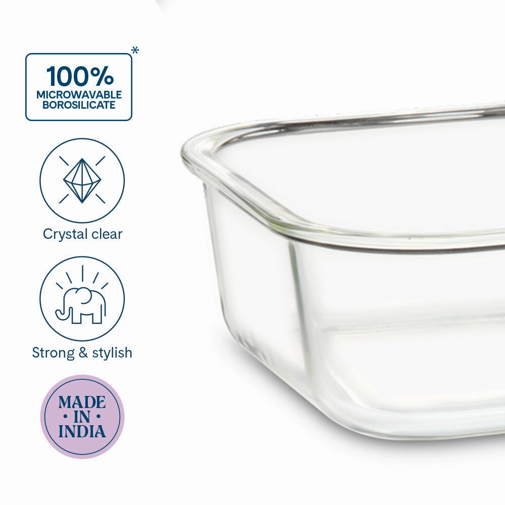 Larah Everyday Klip n Store Square Glass Container