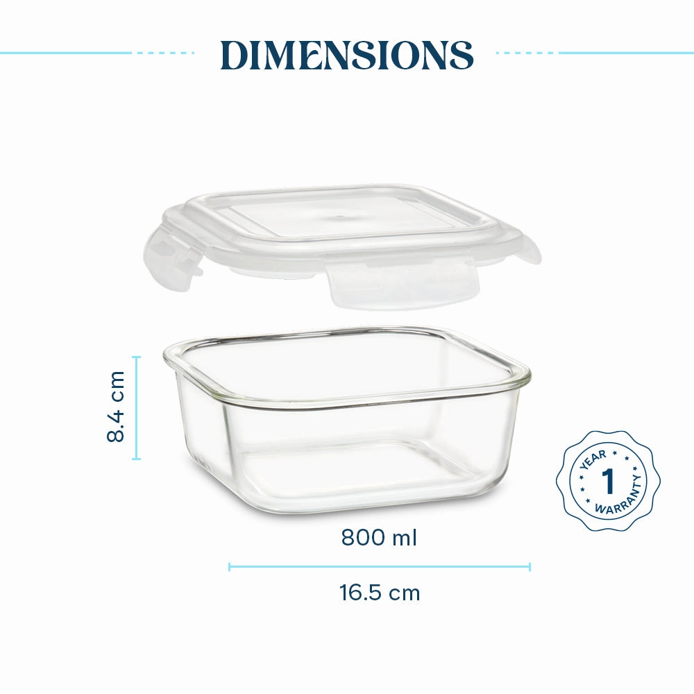 Larah Everyday Klip n Store Square Glass Container