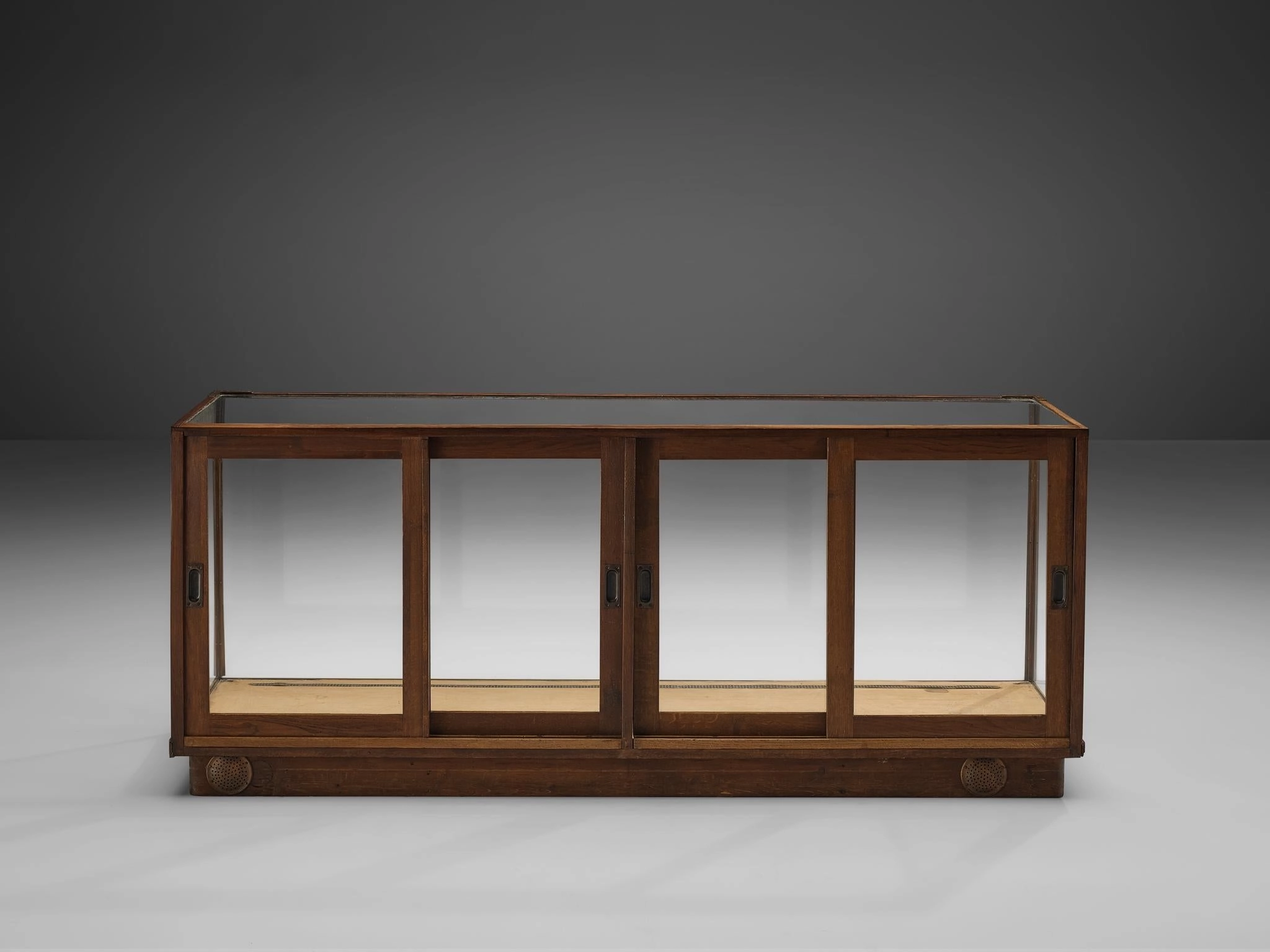 Large Art Deco Showcase in Stained Oak and Glass