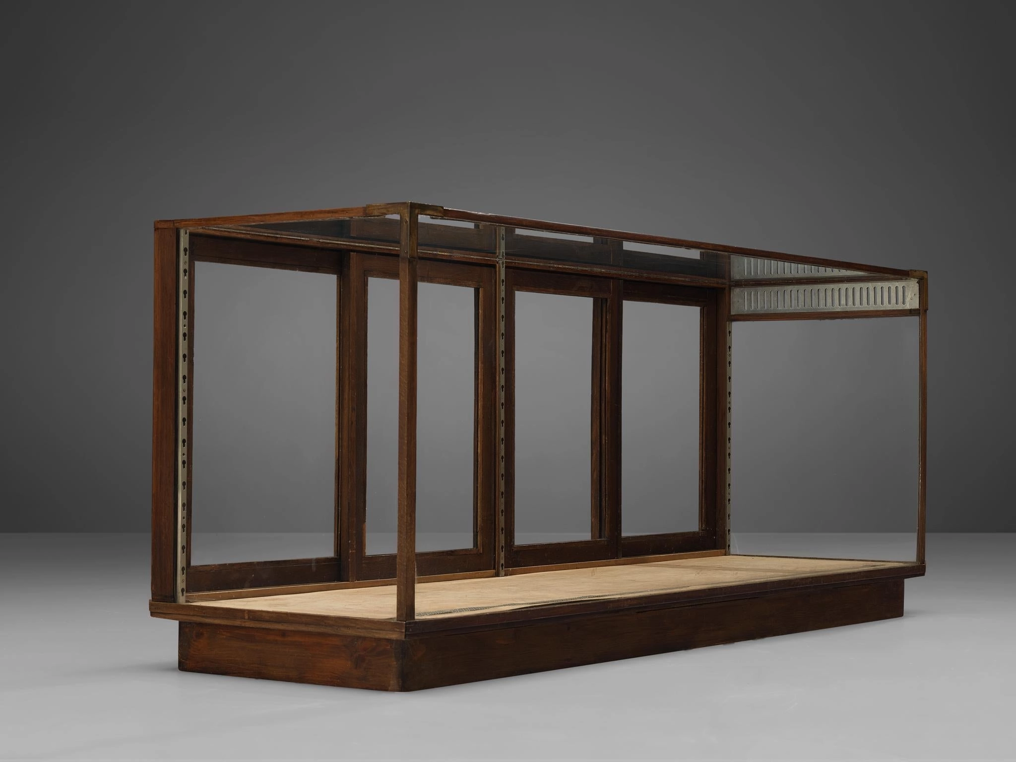 Large Art Deco Showcase in Stained Oak and Glass